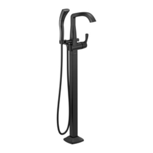 DELTA® T4776-BLFL Stryke™ Freestanding Floor Mount Tub Filler Trim, 10 gpm Flow Rate, Matte Black, 1 Handles, Domestic