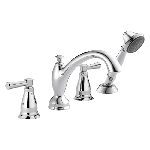 DELTA® T4793 Roman Tub Trim, Linden™, 2 gpm Flow Rate, 8 to 16 in Center, Polished Chrome, 2 Handles, Function: Traditional, Import