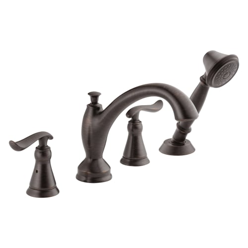 DELTA® T4794-RB Roman Tub Trim, Linden™, 2 gpm Flow Rate, 8 to 16 in Center, Venetian Bronze, 2 Handles, Function: Traditional, Import
