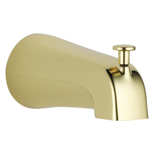 DELTA® U1075-PB-PK Tub Spout With Pull-Up Diverter, 1/2 in, 5-1/4 in Spout Reach, Brilliance® Polished Brass, Import