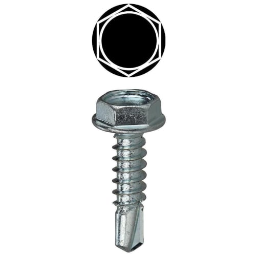 Dottie® TEKHW81 Self-Drilling Screw, #8, 1 in OAL, Hex Washer Head, Steel, Zinc Plated