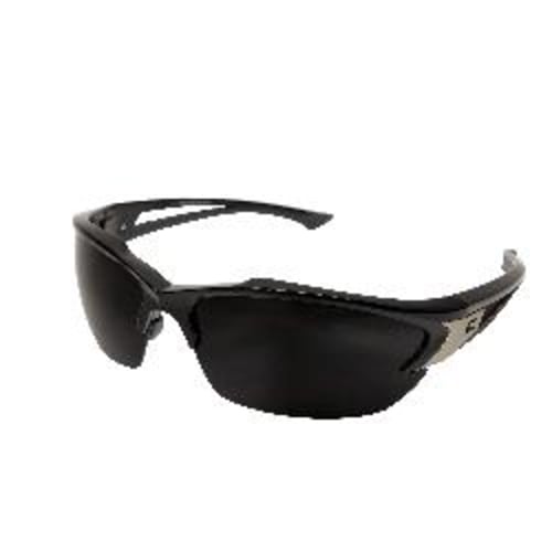 EDGE® SDK116 Khor Non-Polarized Safety Glasses, Anti-Scratch, Smoke Lens, Wrap Around Frame, Gloss Black, Nylon Frame, Polycarbonate Lens, ANSI/ISEA Z87.1+2015, MCEPS GL-PD 10-12
