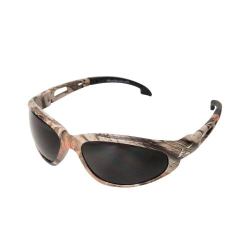 EDGE® TSM216CF Dakura Polarized Safety Glasses, Anti-Scratch, Smoke Lens, Wrap Around Frame, Camouflage, Nylon Frame, Polycarbonate Lens, ANSI/ISEA Z87.1+2015, MCEPS GL-PD 10-12