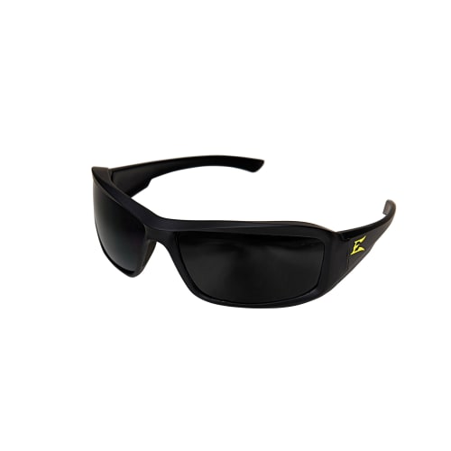 EDGE® TXB236-E1 Brazeau Polarized Universal Safety Glass With Yellow E Logo, Full Frame, Scratch Resistant Coating, Smoke Lens, 99.99% UVA/UVB/UVC Rays UV