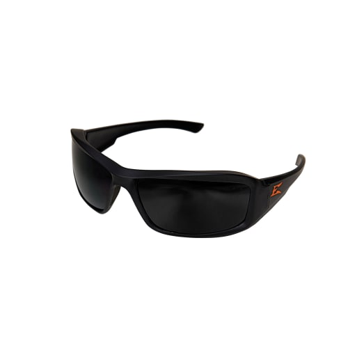 EDGE® XB136-E2 Brazeau Torque Non-Polarized Safety Glasses With Orange E Logo, Anti-Scratch, Smoke Lens, Black, Nylon Frame, ANSI/ISEA Z87.1+2015, MCEPS GL-PD 10-12
