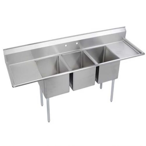 Elkay® 3C18X18-2-18X 300 Standard Service Sink, Rectangular, 23.8 in W x 94 in D x 44.8 in H, Floor Mount, Stainless Steel, Uniform Satin, Import