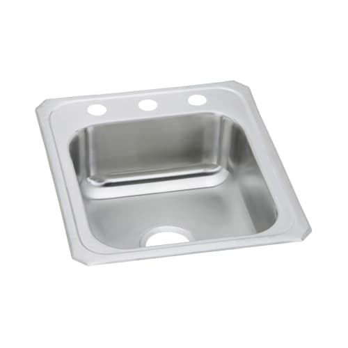 Elkay® CR17212 Kitchen Sink, Celebrity, Rectangular, 14 in L x 15-3/4 in W x 6-3/4 in D Bowl, 2 Faucet Holes, 17 in L x 21-1/4 in W x 6-7/8 in H, Top Mount, Stainless Steel, Brushed Satin