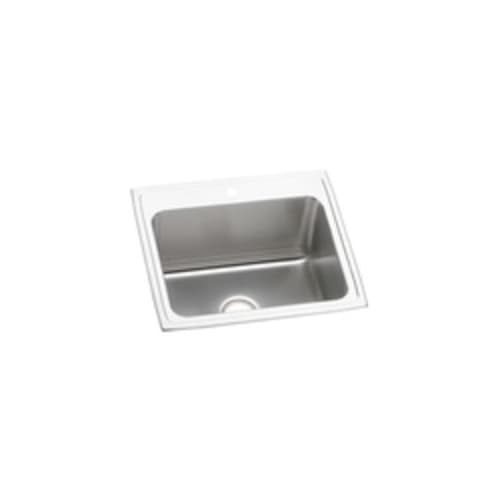 Elkay® DLR2522123 Kitchen Sink, Gourmet, Rectangular, 21 in L x 15-3/4 in W x 12 in D Bowl, 3 Faucet Holes, 25 in L x 22 in W x 12-1/8 in H, Top Mount, Stainless Steel, Lustertone