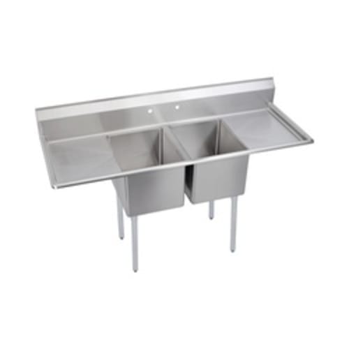 Elkay® E2C16X20-2-18X 300 Standard Service Sink, Rectangle Shape, 70 in W x 25.8 in D x 43.8 in H, Floor Mount, Stainless Steel, Uniform Satin, Import