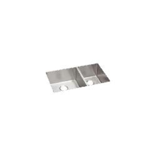 Elkay® ECTRU32179RT Crosstown® Transitional Kitchen Sink, Polished Satin, Rectangle Shape, 17 in Left, 12 in Right L x 17 in Left, 17 in Right W x 9 in Left, 9 in Right D Bowl, 31-1/2 in L x 18-1/2 in W x 9 in H, Under Mount, 18 ga 304 Stainless S