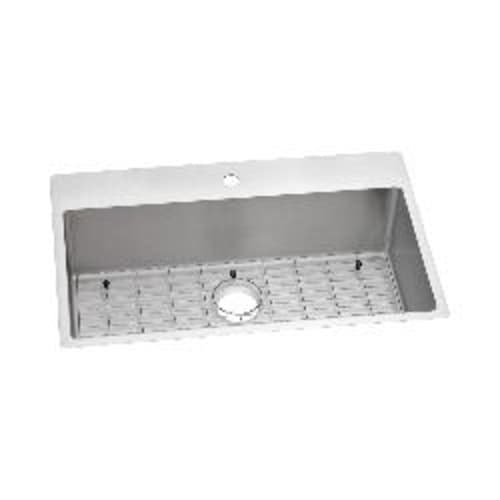 Elkay® ECTSRS33229TBG1 Crosstown® Transitional Kitchen Sink Kit, Rectangle Shape, 1 Faucet Holes, 33 in L x 22 in W x 9 in H, Drop-In/Under Mount, 18 ga 304 Stainless Steel, Polished Satin, Import