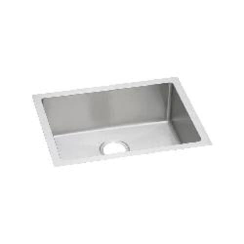 Elkay® EFRU2115T Crosstown® Transitional Kitchen Sink, Polished Satin, Rectangle Shape, 21 in L x 15-3/4 in W x 8 in D Bowl, 23-1/2 in L x 18-1/4 in W x 8 in H, Under Mount, 16 ga 304 Stainless Steel