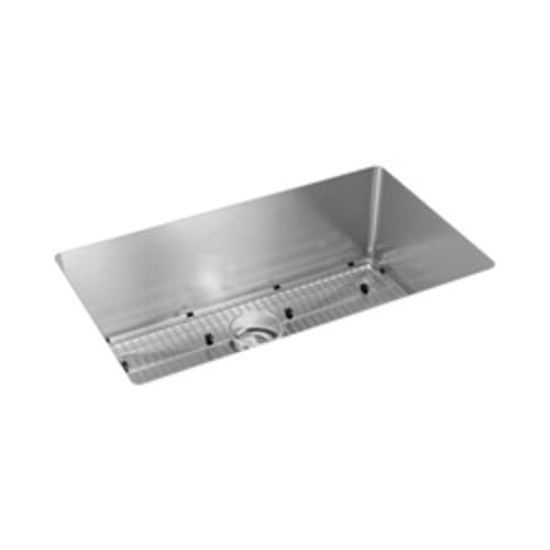 Elkay® EFRU311610TC Crosstown® Transitional Kitchen Sink Kit, Polished Satin, Rectangle Shape, 30-1/2 in L x 16 in W x 10 in D Bowl, 32-1/2 in L x 18 in W x 10 in H, Under Mount, 16 ga 304 Stainless Steel