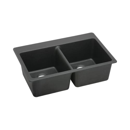 Elkay® ELG3322BK0 Quartz Classic® Kitchen Sink, Black, Rectangle Shape, 14-1/4 in Left, 14-1/4 in Right L x 16-7/16 in Left, 16-7/16 in Right W Bowl x 9-1/2 in Left, 9-1/2 in Right D Bowl, 5 Faucet Holes, 33 in L x 22 in W x 9-1/2 in H