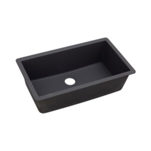 Elkay® ELXRU13322CA0 Luxe Traditional Kitchen Sink, Rectangular, 18-7/16 in W x 9-7/16 in H, Under Mount, Quartz, Caviar, Import