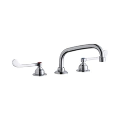 Elkay® LK800AT08T6 Universal Traditional Food Service Faucet, Commercial, 2.2 gpm Flow Rate, 8 in Center, Arc Tube Spout, Polished Chrome, 2 Handles