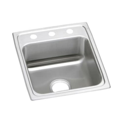 Elkay® LR17203 Gourmet Kitchen Sink, Rectangular, 3 Faucet Holes, 17 in W x 20 in D x 7-5/8 in H, Top Mount, Stainless Steel, Lustertone, Domestic