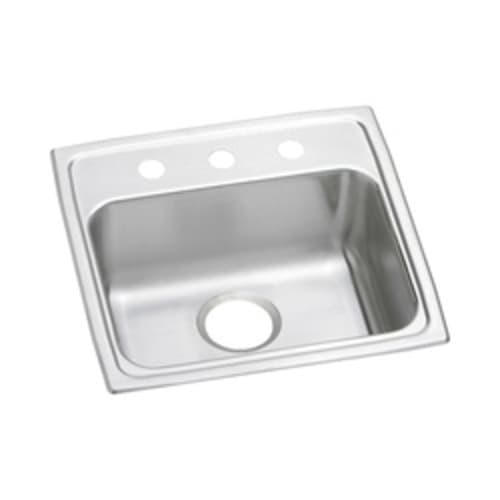 Elkay® LRAD1918603 Kitchen Sink, Gourmet, Rectangular, 16 in L x 11-1/2 in W x 5-7/8 in D Bowl, 3 Faucet Holes, 19 in L x 18 in W x 6 in H, Top Mount, Stainless Steel, Lustertone