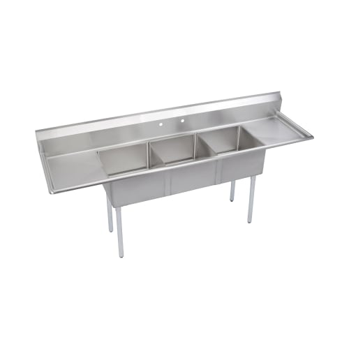 Elkay® S3C18X18-2-18X 300 Economy Service Sink, Rectangular, 2 Faucet Holes, 23.8 in W x 90 in D x 43.8 in H, Freestanding Mount, Stainless Steel, Import