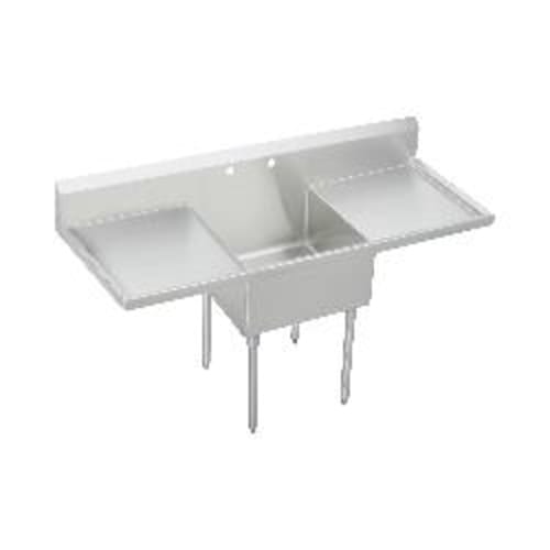 Elkay® SS8130LR0 Scullery Sink, 78 in L x 27-1/2 in W x 44 in H, Floor Mount, 304 Stainless Steel, 1 Bowl, 2, Right/Left Drainboards, 8 in Backsplash