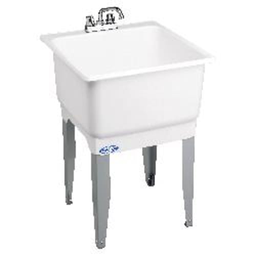 ELM® 14CP UTILATUB® Combo Laundry/Utility Tub, 23 in W x 25 in D x 33 in H, Floor Mount, Co-Polypure™ Resin, White, Domestic