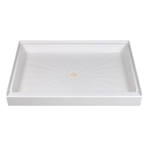 ELM® 3448M WHT DuraBase® 1-Piece Shower Base, 48 in L x 34 in W, Center Drain, Domestic