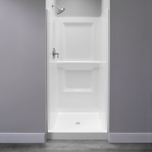 ELM® 736SWHT Durawall Shower Wall with Smooth Side Walls, 73-1/4 in H, Fiberglass, Domestic