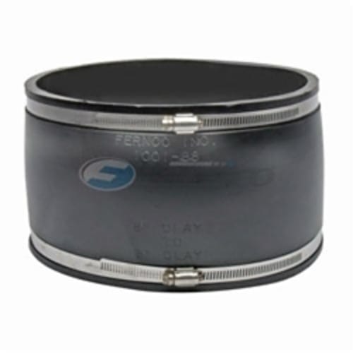 Fernco® 1001-88 Flexible Pipe Coupling, 8 in Nominal, Clay x Clay End Style, PVC, Domestic