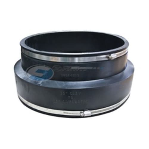 Fernco® 1002-1515 Standard Stock Coupling, 15 in Nominal, Clay x Cast Iron/Copper/Lead/Plastic/Steel End Style, 60 Duro Shore A Flexible PVC, Domestic