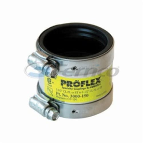 Fernco® PROFLEX® 3000-150 Shielded Pipe Coupling, 1-1/2 in, Cast Iron/Plastic/Steel, PVC, Domestic