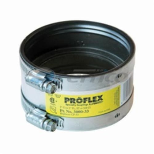 Fernco® PROFLEX® 3000-33 Shielded Pipe Coupling, 3 in, Cast Iron x Plastic/Steel/XH Cast Iron, PVC, Domestic