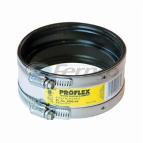 Fernco® PROFLEX® 3000-44 Shielded Pipe Coupling, 4 in, Cast Iron x Plastic/Steel/XH Cast Iron, PVC, Domestic