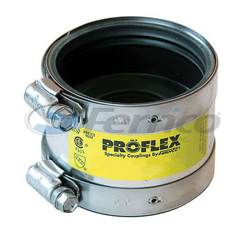 Fernco® PROFLEX® 3001-2125 Shielded Transition Coupling, 2 x 1-1/4 or 2 x 1 in Nominal, Cast Iron x C End Style, SCH 40/STD, Rubber, Domestic