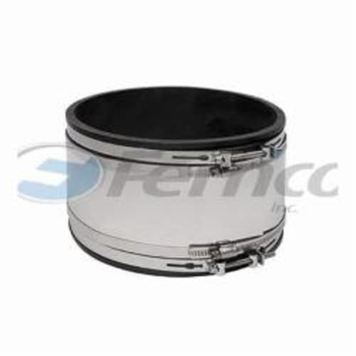 Fernco® 5002-1010RC 5002RC Strong Back Flexible Pipe Coupling, 10 in Nominal, Clay x Cast Iron/Plastic End Style, PVC, Domestic