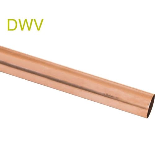 Streamline® V 20020 Hard Length DWV Tubing, 2 in, 2-1/8 in OD, 0.042 in Thk Wall, Copper, Domestic
