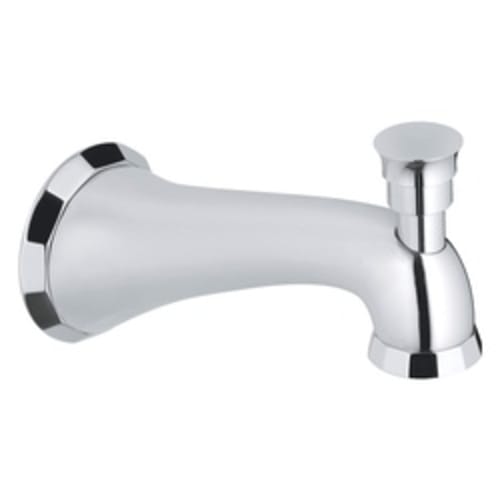 GROHE 13194000 Wall Mounted Tub Spout With Flow Control and Diverter, 13.2 gpm, 6 in Spout Reach, StarLight® Polished Chrome, Import
