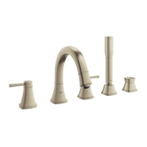 GROHE 19919EN0 Roman Tub Filler, Grohflex Grandera™, 2 gpm Flow Rate, 8 in Center, Brushed Nickel, 2 Handles, Function: Traditional, Import