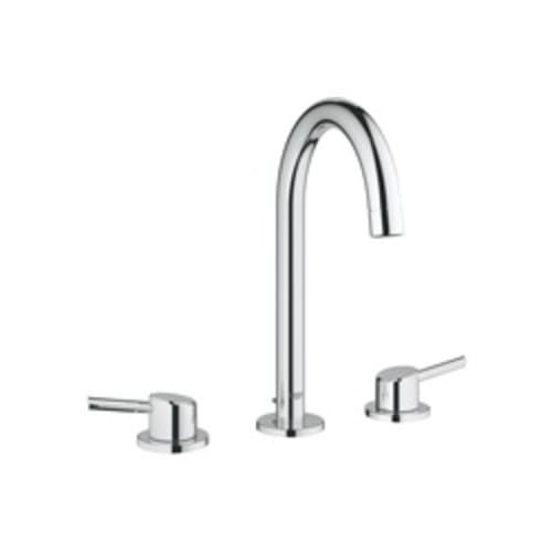 GROHE 2021700A Large Widespread Bathroom Basin Mixer, Concetto, 1.2 gpm Flow Rate, 6-5/8 in H Spout, 5-1/2 to 22-1/2 in Center, StarLight® Polished Chrome, 2 Handles, Pop-Up Drain, Import