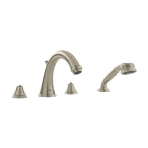 GROHE 25506EN0 Geneva™ Roman Tub Filler, 13.2 gpm Flow Rate, Brushed Nickel, 2 Handles, Function: Traditional, Import
