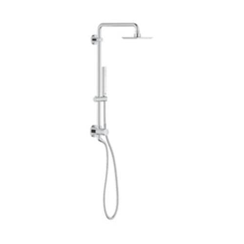 GROHE 26124000 Retro-fit 150 Shower System, 6 in Dia Head, 1 Shower Head, 2.5 gpm, 1/2 in FNPT, Slide Bar: No, Chrome Plated, Import