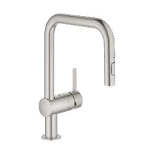 GROHE 32319DC3 32319_3 Minta® Pull-Down Kitchen Faucet, Residential, 1.75 gpm Flow Rate, Swivel Spout, Supersteel, 1 Handle, 1 Faucet Hole