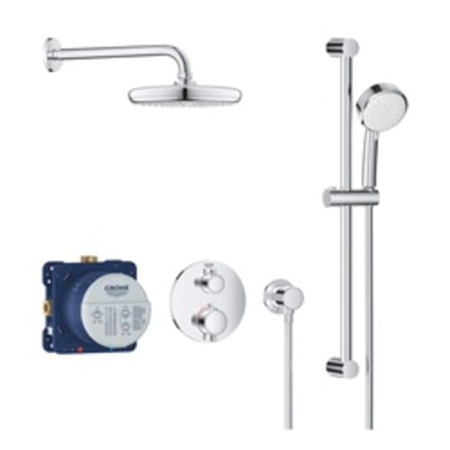 GROHE 34745000 34745_0 Grohtherm® Shower Set With Tempesta® 210 Shower Head, 1.75 gpm Flow Rate, 59 in L Hose