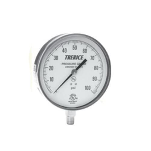 Trerice 600CB 45 02 L A 100 Commercial Grade Contractor Pressure Gauge, 0 to 60 psi, 1/4 in MNPT Lower Connection, 4-1/2 in Dial, +/-1%