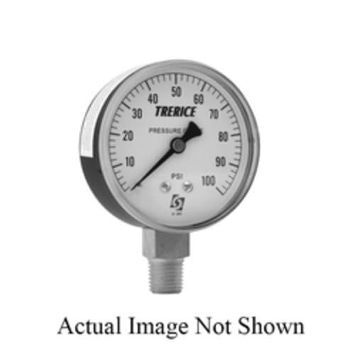 Trerice 800B 25 02 B A 120 Dry Utility Pressure Gauge, 0 to 160 psi, 1/4 in NPT Back Connection, 2-1/2 in Dial, +/-1.6%