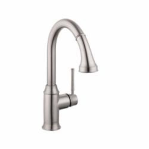 Hansgrohe 04215800 Talis C Pull Down Kitchen Faucet, 1.75 gpm Flow Rate, Steel Optik, 1 Handles, 1 Faucet Holes, Function: Traditional, Residential