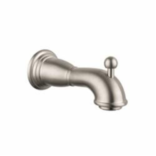 Hansgrohe 06089820 C Tub Spout With Diverter, 6 in L, 1/2 in NPT Connection, Solid Brass, Brushed Nickel