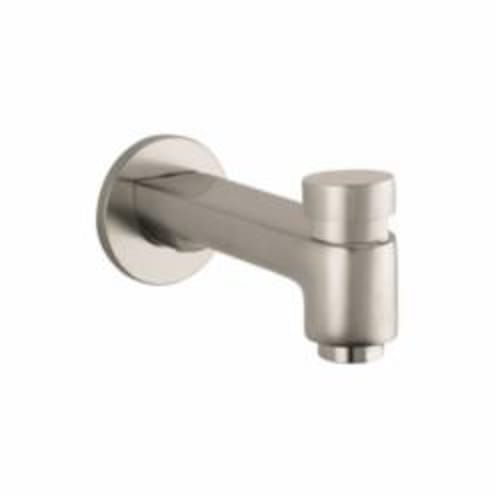 Hansgrohe 14414821 S Tub Spout With Diverter, 5-7/8 in L x 1-3/8 in H, Solid Brass, Brushed Nickel