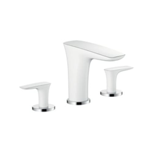 Hansgrohe 15440401 Roman Tub Trim Set, PuraVida, 6.6 gpm Flow Rate, Polished Chrome/White, 2 Handles, Function: Traditional