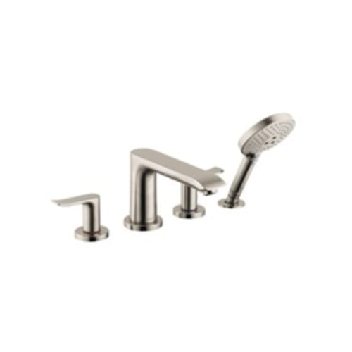 Hansgrohe 31444821 Metris E Roman Tub Trim Set, 5 gpm Flow Rate, 8 in Center, Brushed Nickel, 2 Handles, Function: Traditional, Import