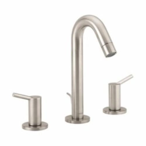 Hansgrohe 32310821 Widespread Bathroom Faucet, Talis S, Commercial, 1.5 gpm Flow Rate, 6 in H Spout, 8 in Center, Brushed Nickel, 2 Handles, Pop-Up Drain, Import